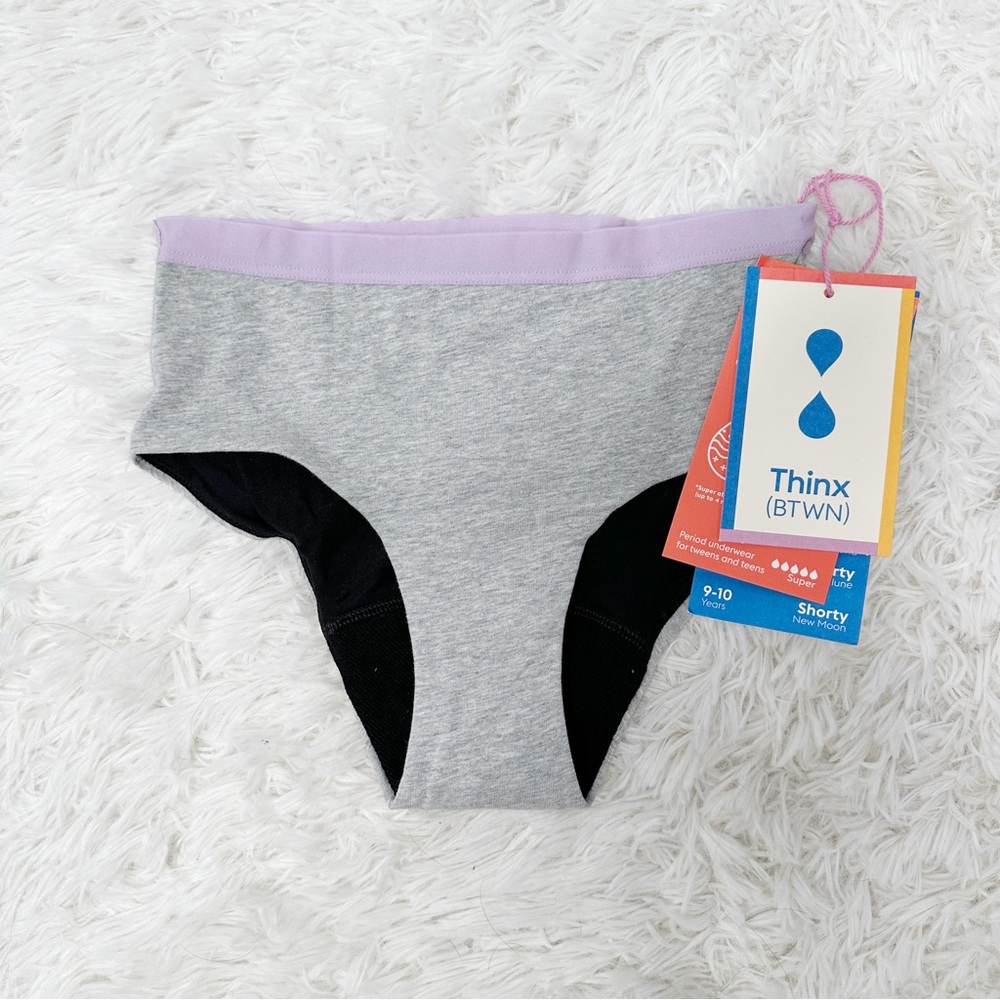 NWT Thinx BTWN Period Underwear for Tweens Size 9-10. Shorty